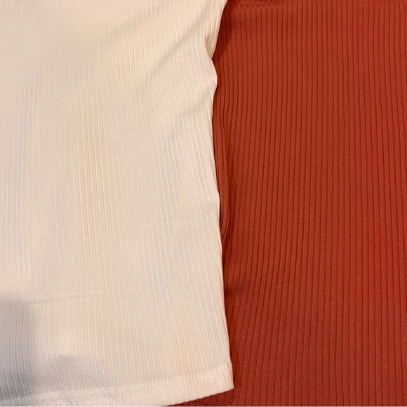 BOHME tank tops ribbed ruffles size XL white pink/orange color - Picture 8 of 8